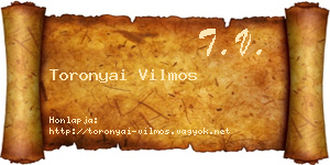 Toronyai Vilmos névjegykártya